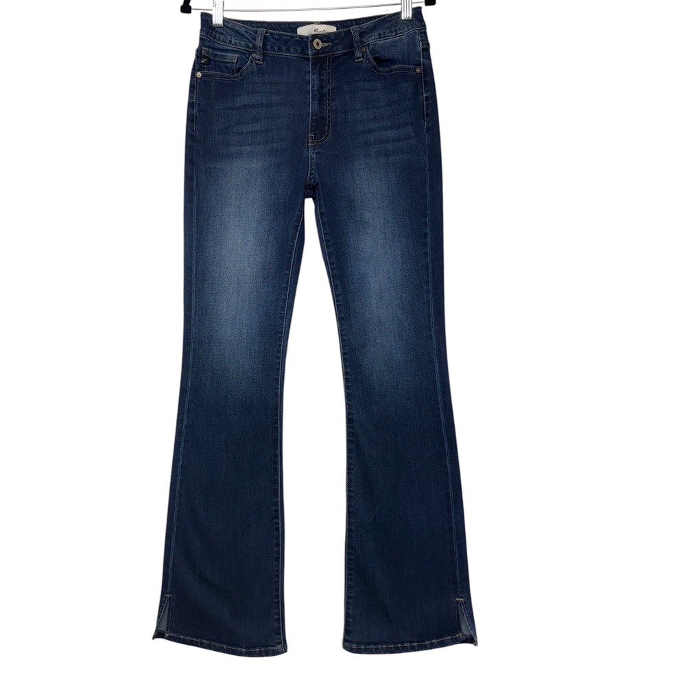 KanCan High Rise Flare Jeans Dark Wash Side Slit Size 9/28 KC90001D